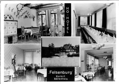 Ansichtskarte, Kurort Bärenfels Osterzgeb., HO-Hotel "Felsenburg", fünf Abb., 1982