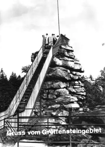 Ansichtskarte, Ehrenfriedersdorf Erzgeb., Aussichtsfelsen auf dem Greifenstein, 1983