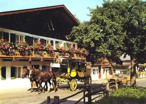 Ansichtskarte, Grainau, Straßenpartie mit Kutsche, um 1974