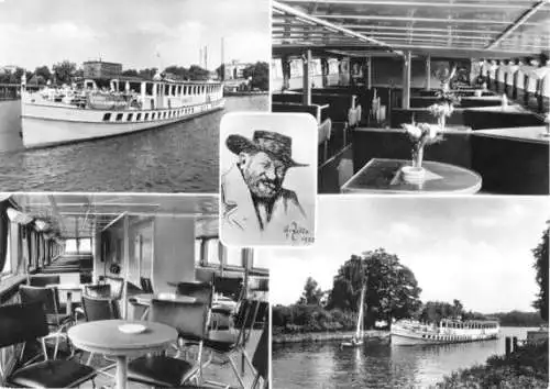 AK, Berlin, Weiße Flotte Berlin, MS "Heinrich Zille", fünf Abb., 1960