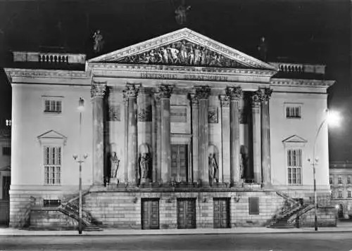 AK, Berlin Mitte, Deutsche Staatsoper, Nachtaufnahme, 1965