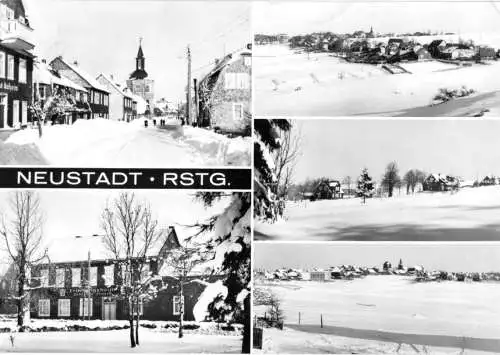 Ansichtskarte, Neustadt Rennsteig, fünf Winteransichten, 1970