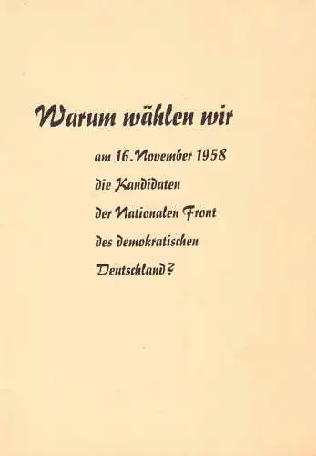 Kennen Sie schon das neue Dresden? , Propaganda-Broschüre, Wahlen 1958