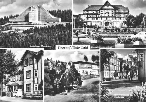 AK, Oberhof Thür. Wald, fünf Abb., u.a. Pferdefuhrwerk, 1971