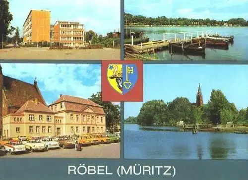 Ansichtskarte, Röbel Müritz, vier Abb., 1985