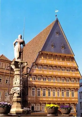 Ansichtskarte, Hildesheim, Knochenhaueramtshaus mit Brunnen, um 1988