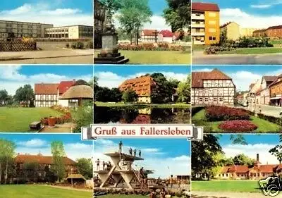 Ansichtskarte, Fallersleben, neun Abb., um 1980