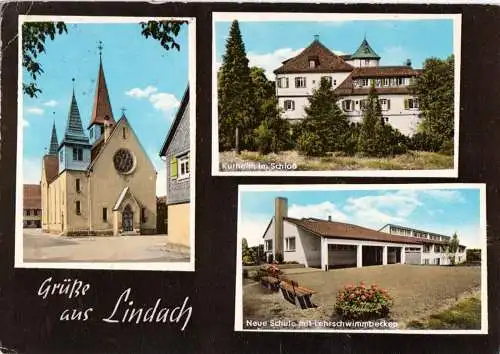 AK, Lindach Kr. Schwäbisch Gmünd, drei Abb., gestaltet, 1974