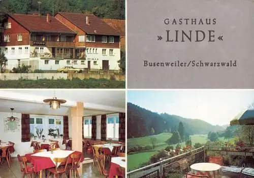 AK, Busenweiler, Gasthof u. Pension "Linde", drei Abb., um 1972