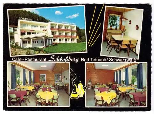 AK, Bad Teinach Schwarzwald, Pension Schloßberg, vier Abb., gestaltet, 1971