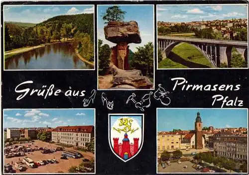 AK, Pirmasens Pfalz, fünf Abb., gestaltet, 1967