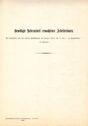 Übersicht, Bewilligte Ueberarbeit erwachsener Arbeiterinnen, 1899