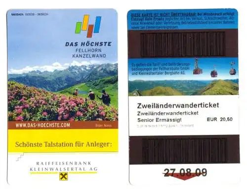 zwei Zweiländerwandertickets, Fellhornbahn AG, 27.8.09