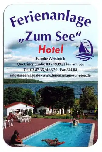 Kalender Scheckkartenformat, 2013, Werbung: Ferienanlage "Zum See", Plau am See