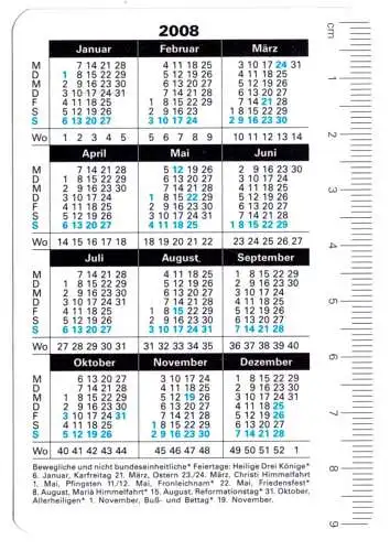 Kalender Scheckkartenformat, 2008, Werbung: NCC AB, Stockholm