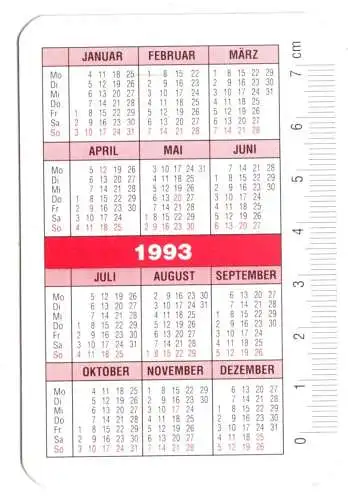 Kalender Scheckkartenformat, 1993, Werbung: Fa. Betten-Müller, Thüringen