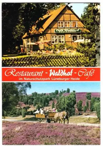 kleine Werbekarte, Niederhaverbeck, Restaurant - Waldhof - Café, um 1985