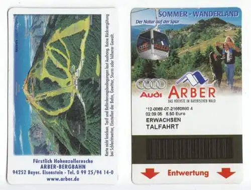 zwei Fahrkarten, Fürstlich Hohenzollernsche Arber-Bergbahn, 2006