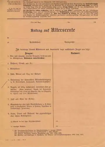 Thüringische Landesversicherungsanstalt Weimar, Antrag  auf Altersrente, 1921