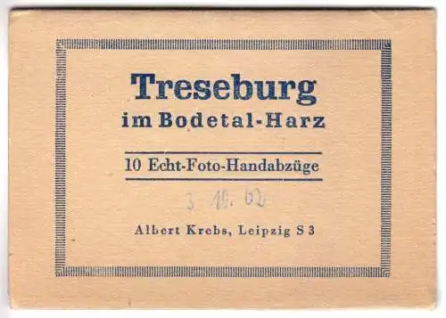 Mäppchen mit 10 kleinen Fotos, Treseburg im Bodetal, Harz, 1961