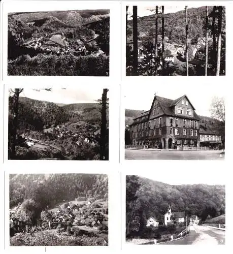 Mäppchen mit 10 kleinen Fotos, Treseburg im Bodetal, Harz, 1961