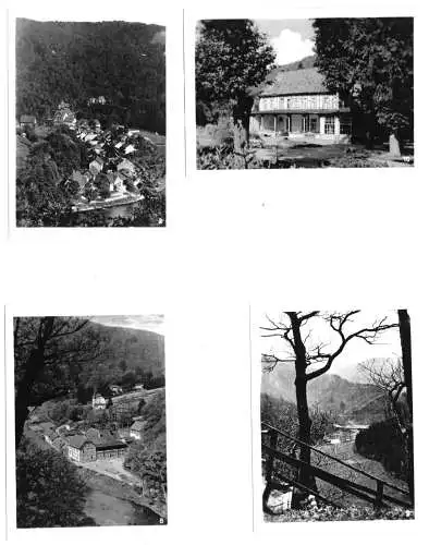 Mäppchen mit 10 kleinen Fotos, Treseburg im Bodetal, Harz, 1961