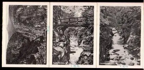 Kleines Leporello mit 10 Fotodrucken, Das Bodetal im Harz, 1962, Format: 9,1 x 6