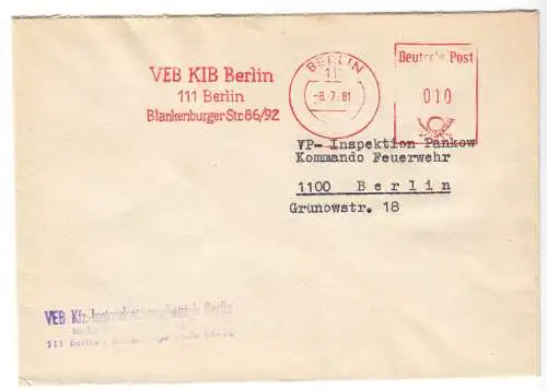 AFS, VEB KIB Berlin, 111 Berlin, Blankenburger Str. 86/92, o Berlin, 111, 8.7.81