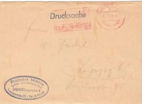 PFS, (10) Leipzig C 2, 17.5.49, aptierter Wertstempel