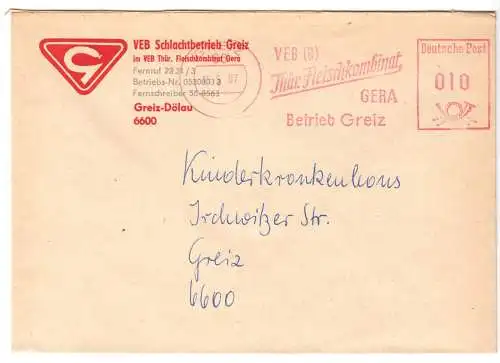 AFS, VEB (B) Thür. Fleischkombinat Gera, Betrieb Greiz, o Greiz, 66, 19.5.87