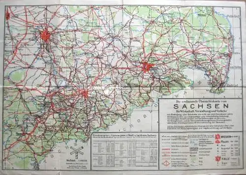 Übersichtskarte von Sachsen, 1947