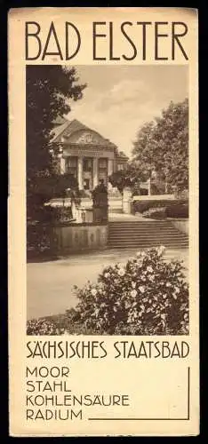 tour. Prospekt, Sächs. Staatsbad Bad Elster, mit Panorama und Ortsplan, 1930er