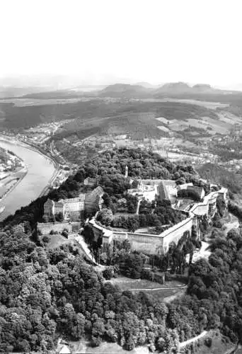 AK, Königstein Sächs. Schweiz, Festung Königstein, Luftbild, 1974