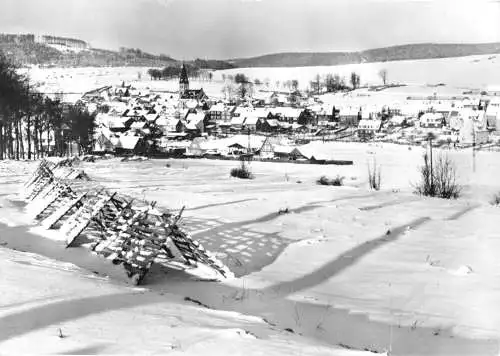 AK, Brotterode Thür. Wald, winterliche Teilansicht mit Kirche, 1966