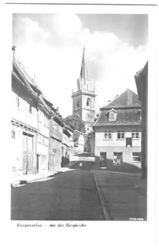 AK, Bad Langensalza, Straßenpartie mit Bergkirche, 1955