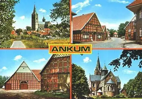 Ansichtskarte, Ankum Osnabrück, 4 Abb., u.a. Strassenansicht, 1974