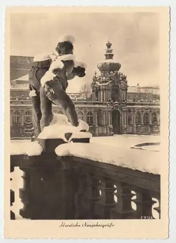 AK, Dresden, Zwinger, winterlicher Zwingerhof, 1959