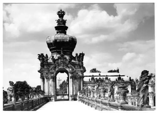 AK, Dresden, Zwinger, Kronentor, Teilansicht, 1962