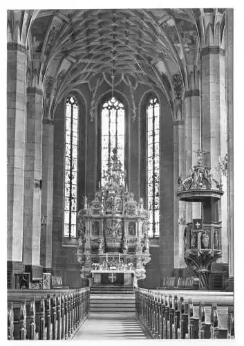 AK, Pirna Elbe, St. Marienkirche, Innenansicht mit Altar und Kanzel, 1974