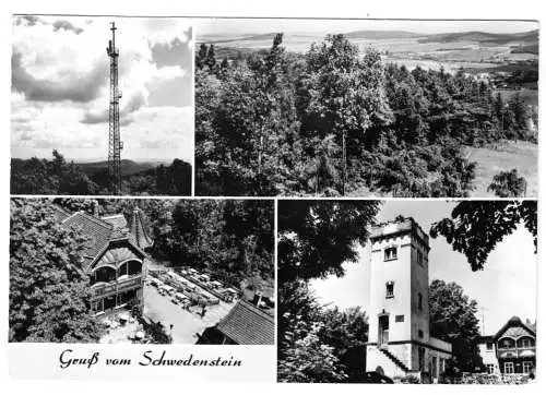 AK, Steina Kr. Kamenz, Gruß vom Schwedenstein, vier Abb., 1981