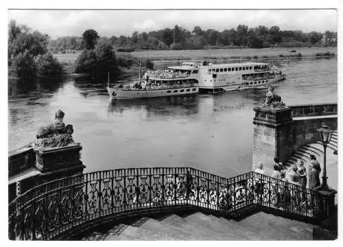 AK, Dresden, Schloß Pillnitz, Terrasse mit Dampfer Karl-Marx, 1964