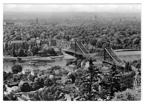 AK, Dresden Loschwitz, Blick von den Loschwitzhöhen mit Blauem Wunder, 1978