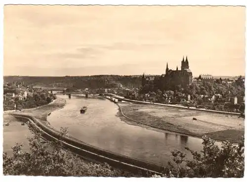 AK, Meißen Elbe, Blick von den Proschwitzer Höhen, 1962