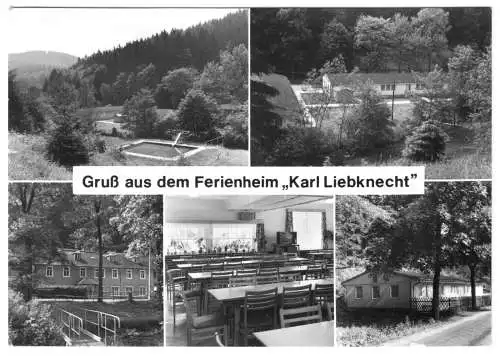 AK, Schmiedeberg Erzgeb., Pöbeltal, Ferienheim Waggonbau Dessau, fünf Abb., 1982