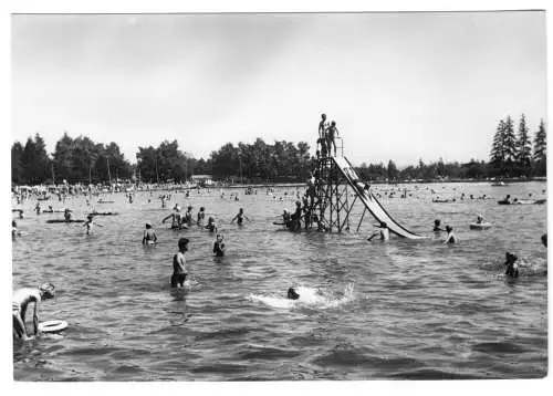 AK, Schneeberg Erzgeb., Filzteich, Strandbad, belebt, 1971