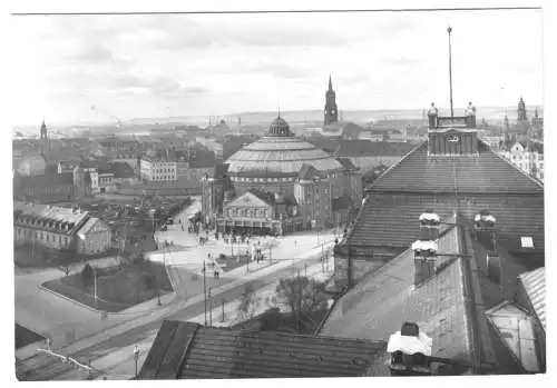 AK, Dresden, Blick zum Carolaplatz mit Zirkusgebäude, Aufnahme vor 1945, 1980