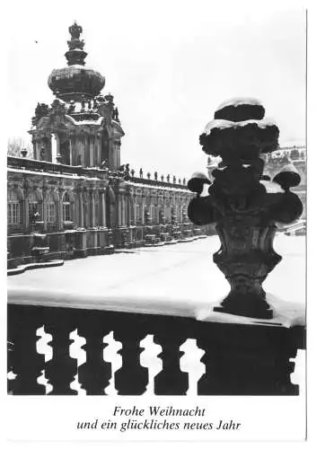 AK, Dresden, Zwinger, winterlicher Zwingerhof, mit Neujahrszudruck, 1984