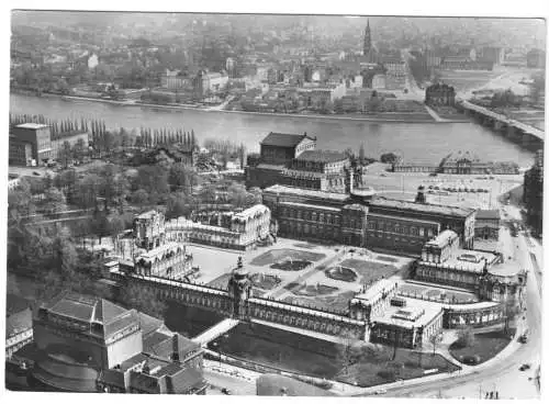 AK, Dresden, Zwinger, Luftbildansicht, 1965