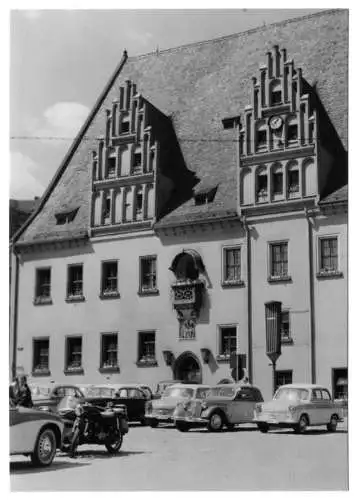 AK, Meißen, Blick zum Rathaus, zeitgen. Pkw, 1963