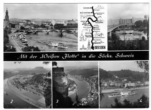 AK, Dresden, Mit der "Weißen Flotte" in die Sächs. Schweiz, sechs Abb., 1977